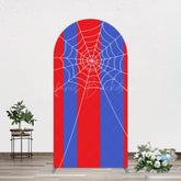 Lofaris Blue Red Stripes Spider Web Cartoon Arch Backdrop